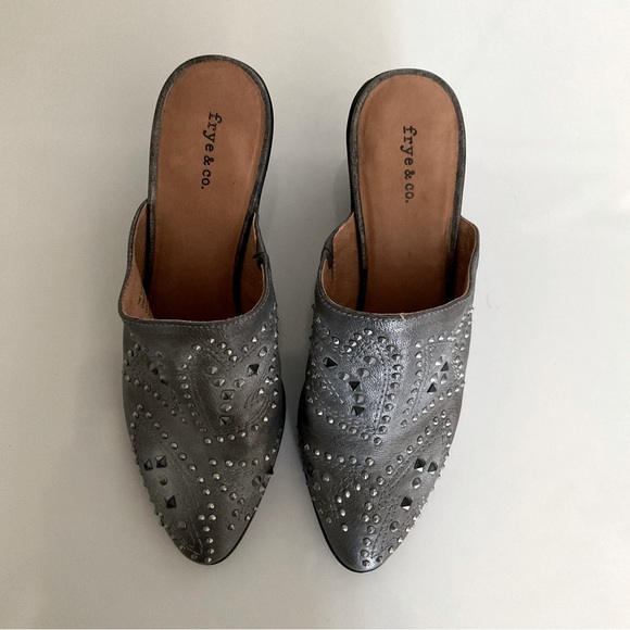 Frye EUC Phoenix Distressed Leather Studded Mules. Size 10. - Picture 2 of 6